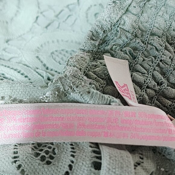 Victorias‎ Secret PINK Lace Bralette Top Mint Green Cross Back L - Picture 5 of 7